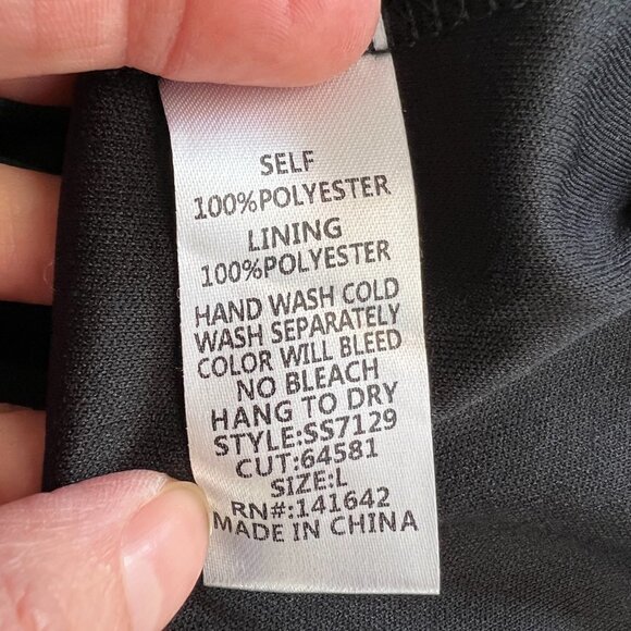 She + Sky Black Floral Ruffle Bottom Lined Mini Fit Flare A-Line Sun Dress Sz L - Picture 14 of 15